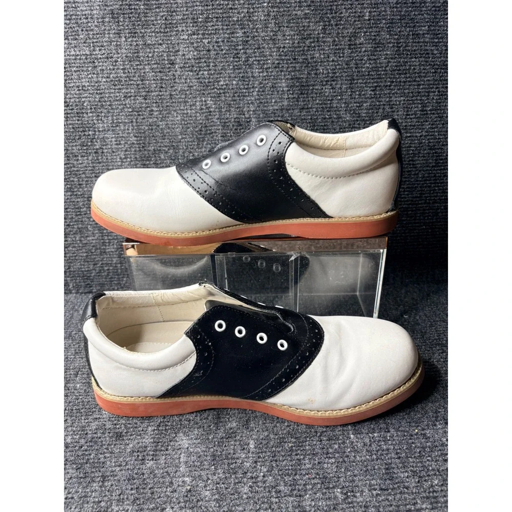 Academie Gear Cheer Saddle Shoes Black White Leather Oxford FXY0914 Mens 8.5M